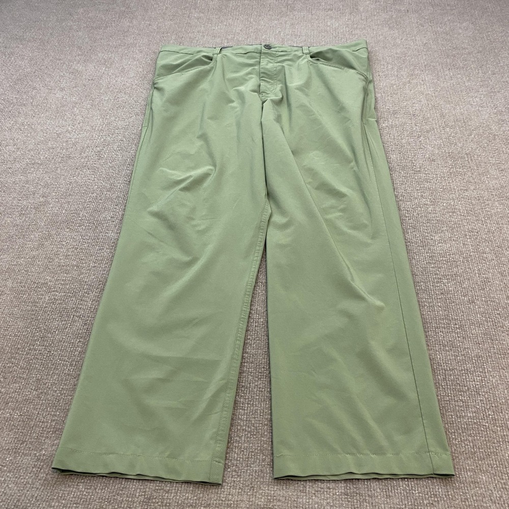 Free Fly Pants Mens 36x29 Hemmed Green Performance Chino Relaxed Stretch Fish